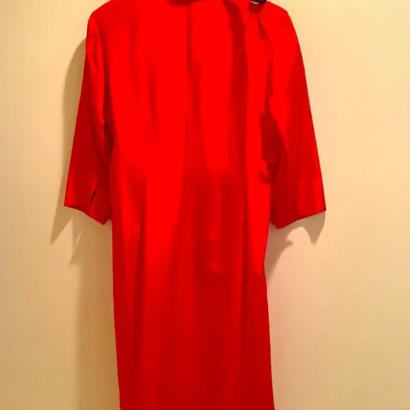 Coldwater Creek - Classic Red Wrap Dress, with side tie, 100%  silk, Size 14 - Picture 12 of 16